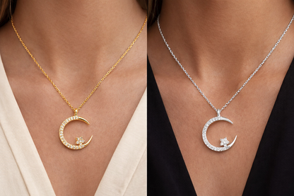Luz | Collar Luna con estrella brillante