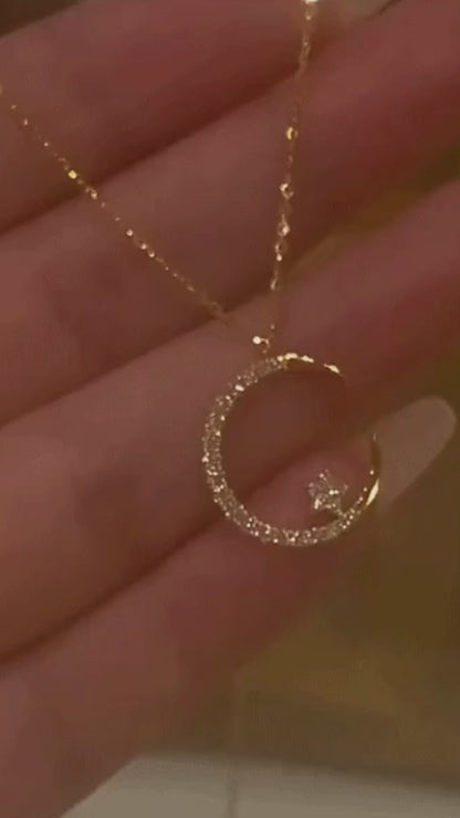 Luz | Collar Luna con estrella brillante