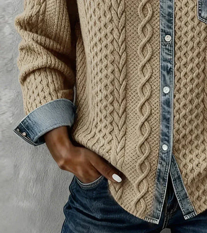 Ana | Top de punto patchwork con detalles vaqueros